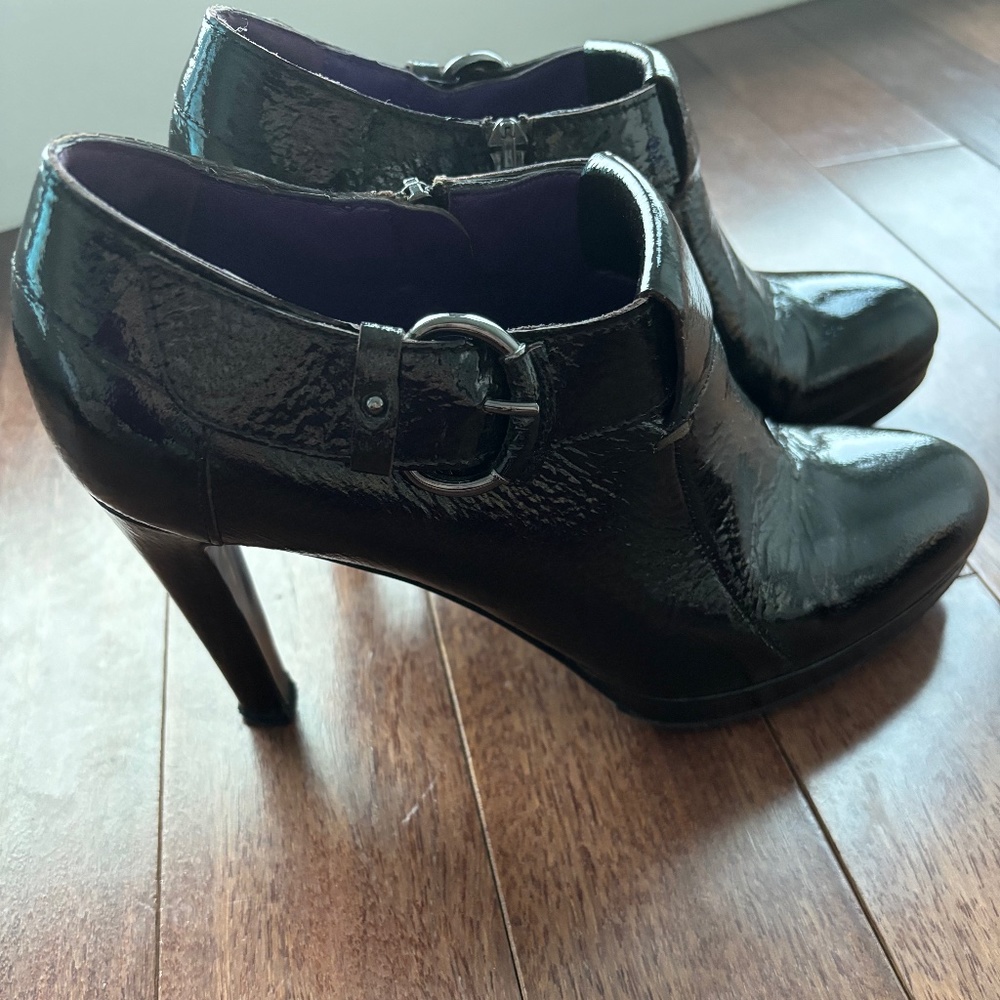 Sergio Rossi Patent Leather Heel Booties,  size EU 39.5, US 9
